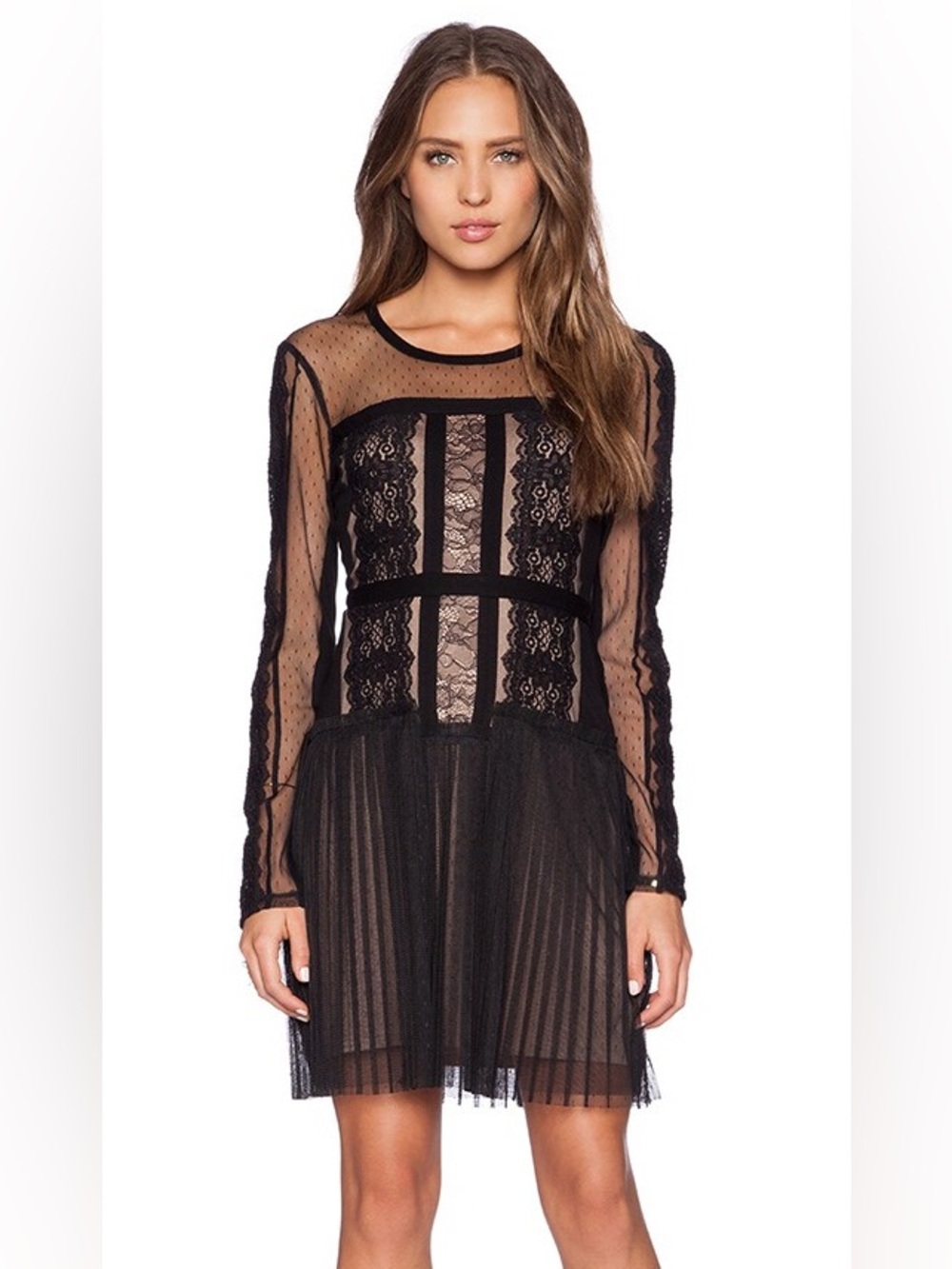 BCBGMaxAzria Black Trim Taupe dress
